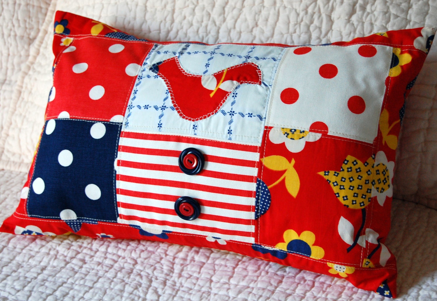 Little Songbird Patchwork Pillow