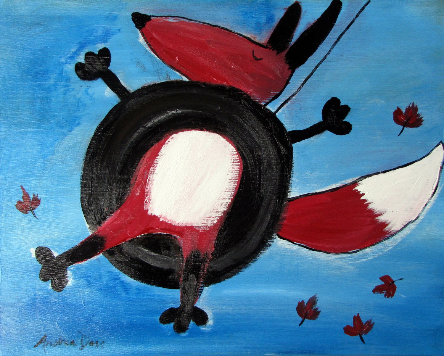 Whimsical Fox Painting, Kids Wall Art,  Woodland Nursery Art