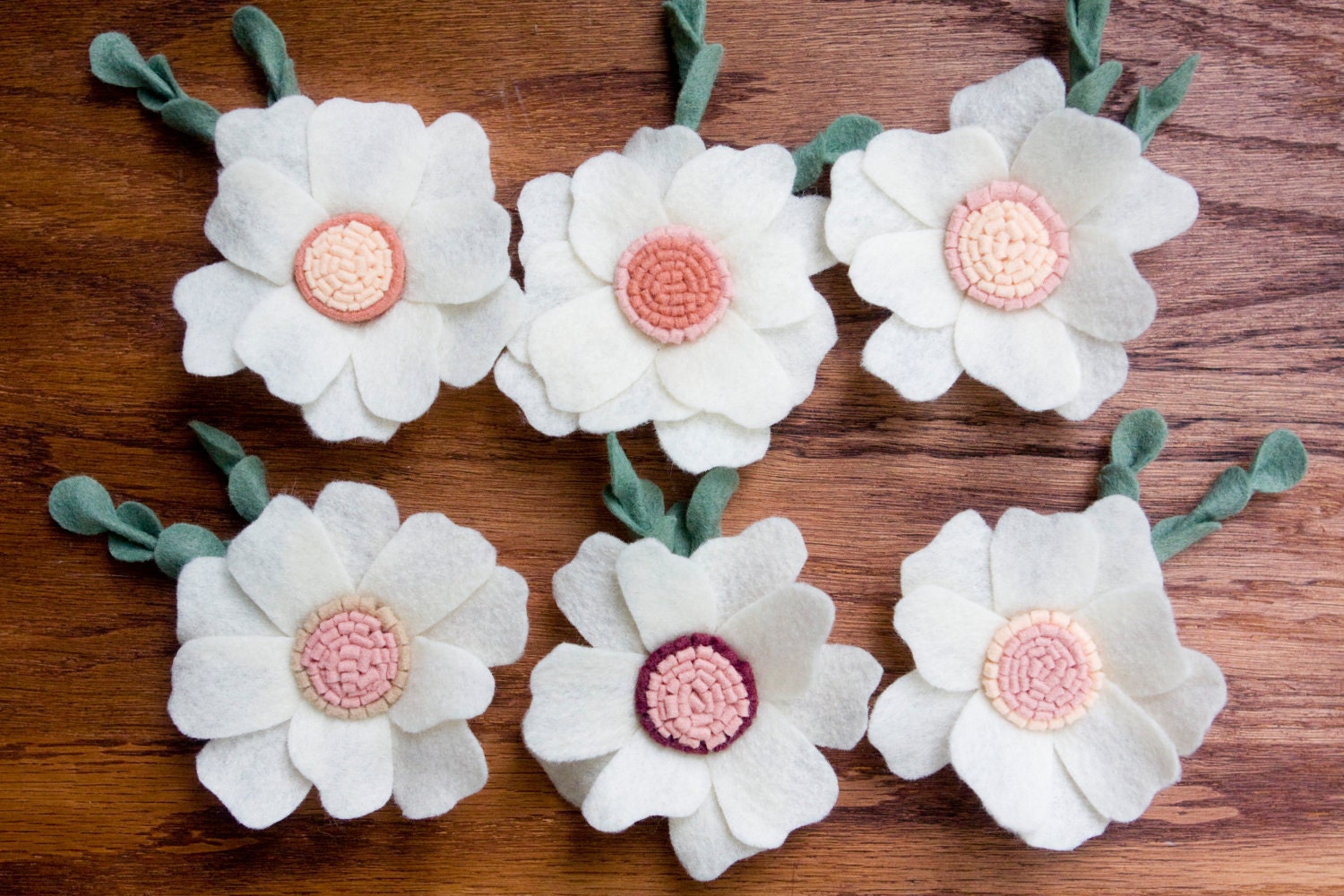 Little Heather Boutonnieres - Custom Felt Flower Wedding Bouquet and Bout for Bride and Groom