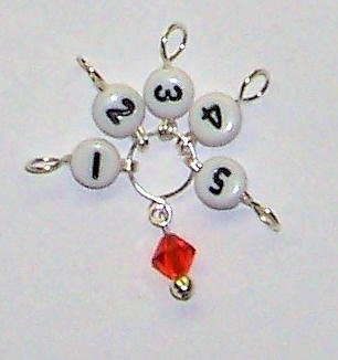 Knitting Row Counters, SnagFree Stitch Markers, Tiny Orange Counter Small Style Count to Five