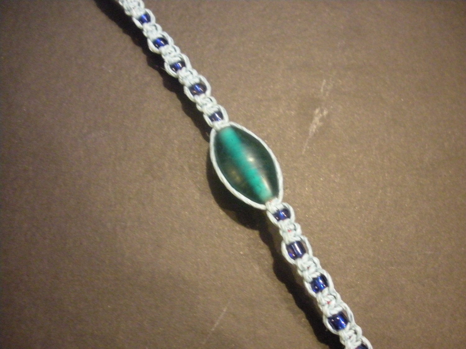Blue Glass Hemp Bracelet