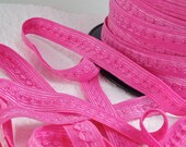 5yds Elastic Trim HeadBands Ponytail 1/2 inch 13mm Pink Stretch Ruffle Pattern
