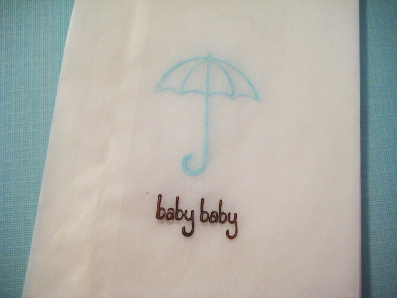 Baby shower glassine favor bags, blue or pink umbrellas, set of 20