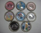 pick 15 flattened bottlecaps hairbows your choice from pictures designer high fashion coach, louie, chanel , juicy, gucci