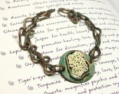 Verdigris Bracelet Green Copper Link Beach Shell