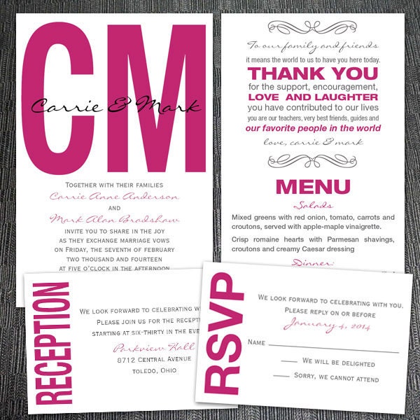 Custom Modern Monogram Wedding Invitations - PuttinOnTheGlitz4U Custom Modern Monogram Wedding Invitations - PuttinOnTheGlitz4U