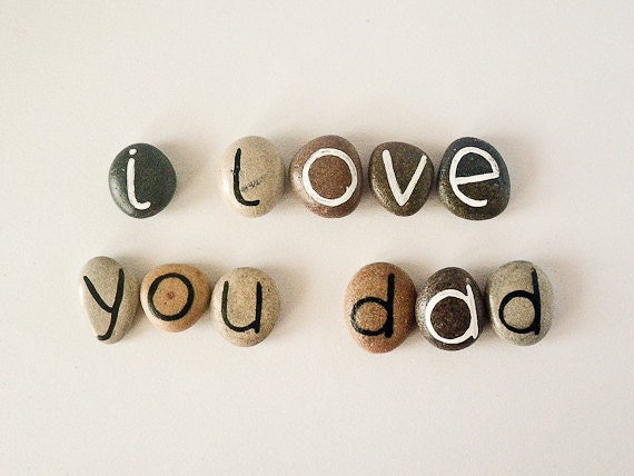 Father's Day Gift Idea, 11 Magnets Letters, Custom Quote, Beach Pebbles, Inspirational Word or Quote, Sea Stones, Personalized