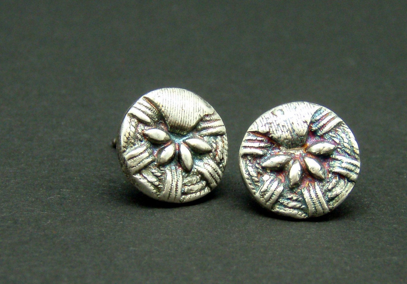 Fine Silver Button Earrings - Ida