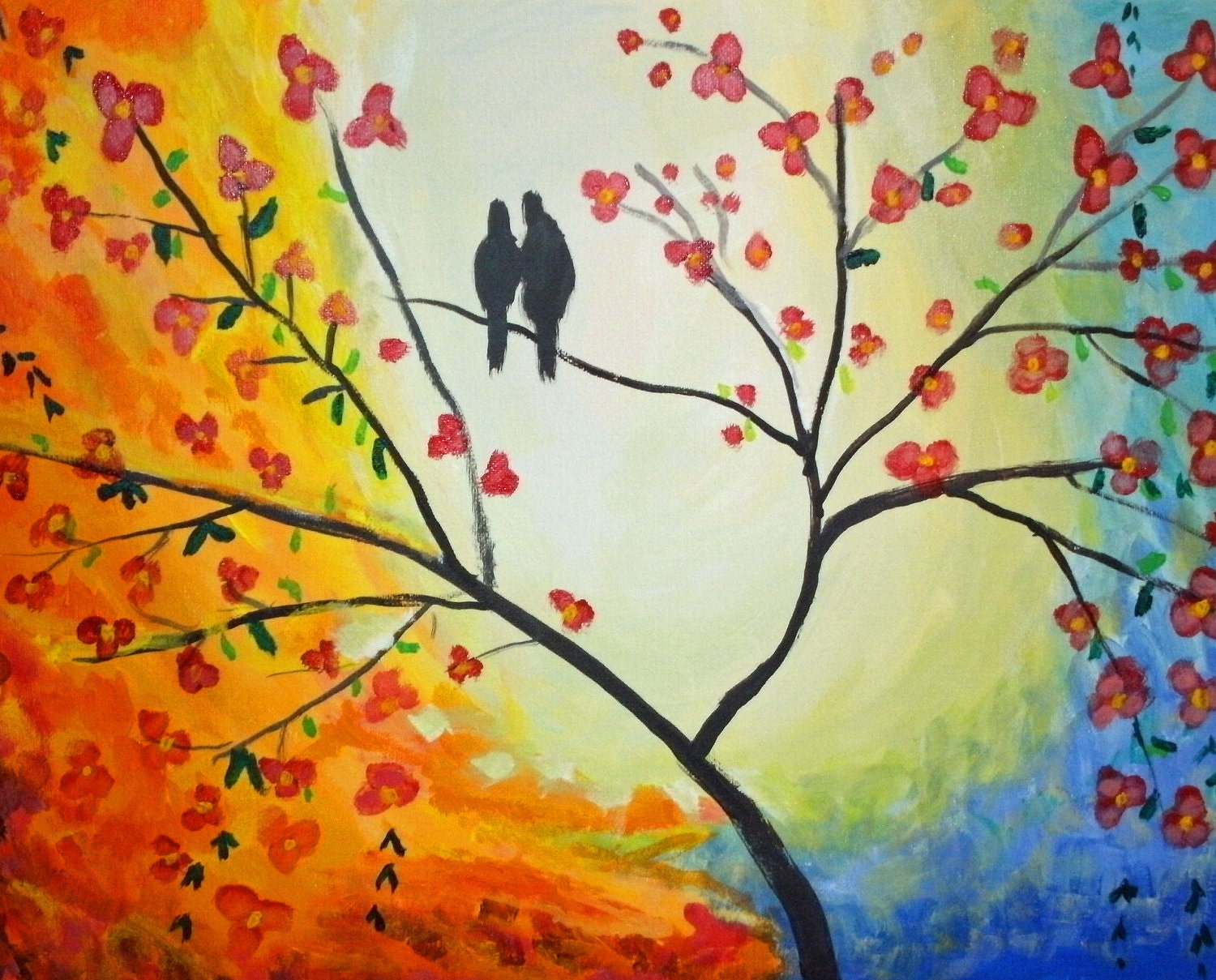 Birds in paradise 16X20 inch paintng