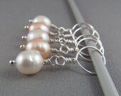 Pearl beaded stitch markers, light pink, peaches and cream