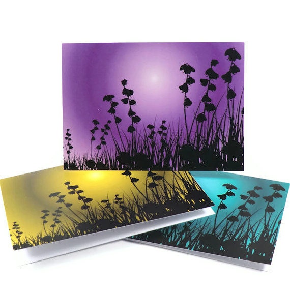 Flower Notecards, Set of 3 Cards with Envelopes, Wildflower Cards
