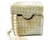 Lidded Box - Cream Blue  /  Ready to Ship Today / Handmade Stoneware Clay Pottery