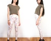 vintage muted FLORAL print leggings S M