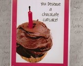 Frosted Cupcake Handmade Greeting Card For Chocolate Lovers