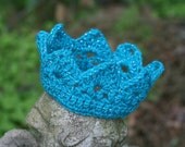 Baby crown blue teal sparkly silver thread crochet Newborn Photo Prop Custom all colors available custom boy or girl