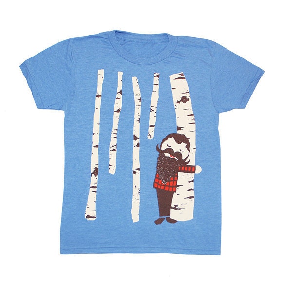 KIDS TODDLER / Tree Hugger - T-shirt Boy Girl Children Tee Shirt Cute Beard Mustache Birch Tree Forest Lumberjack T-shirt - Blue - 2 4 6 - GnomEnterprises