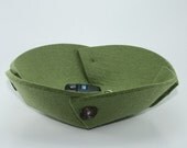 Small Felt Bowl in 5mm Thick Virgin Merino Wool Felt- Olive