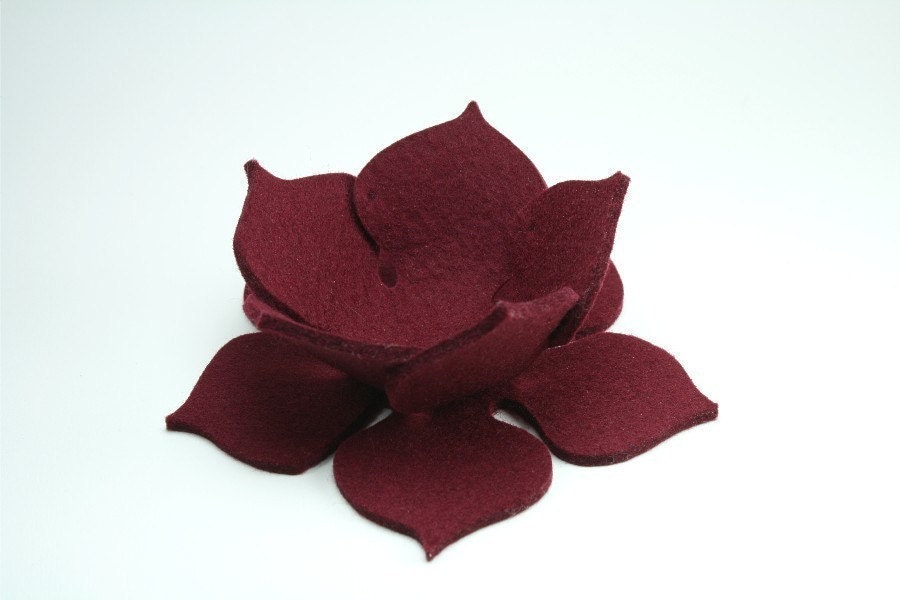 Lily Pad Felt Bowl in 3mm Virgin Merino Wool Felt-Bordeaux