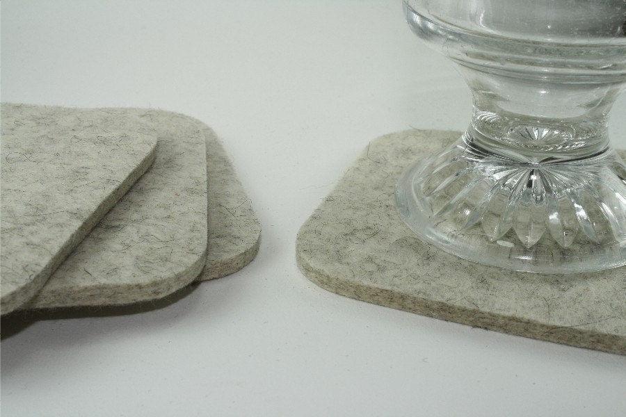 Coasters, Felt Coasters in 5MM Thick Virgin Merino Wool Felt-Sandstone