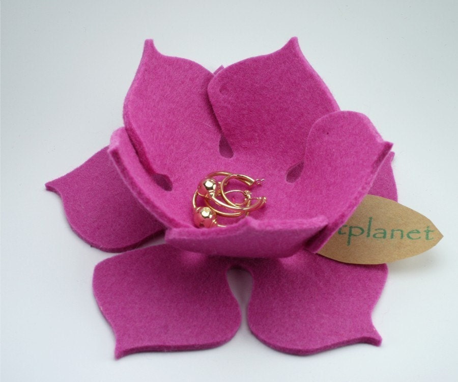 Lily Pad Felt Bowl in 3mm Virgin Merino Wool Felt-Pink