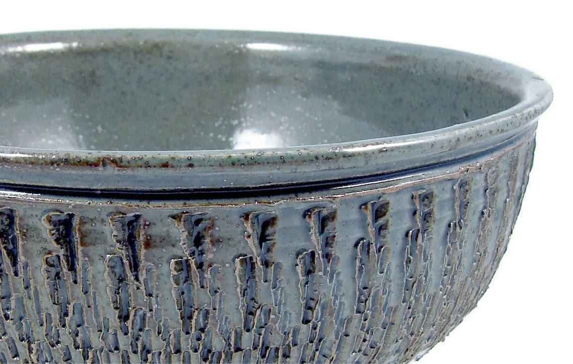 7 Cup Blue Serving Bowl / Handmade Stoneware Pottery  Wheel Thrown Clay/ Ready to Ship