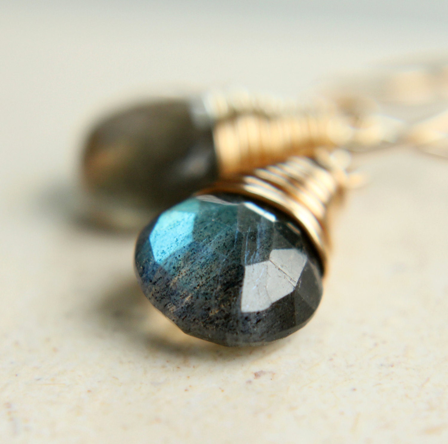 Labradorite Eaarings - Gold Filled, Gemstone Earrings, Wire Wrapped,  Handmade Jewelry, Labradorite Jewelry