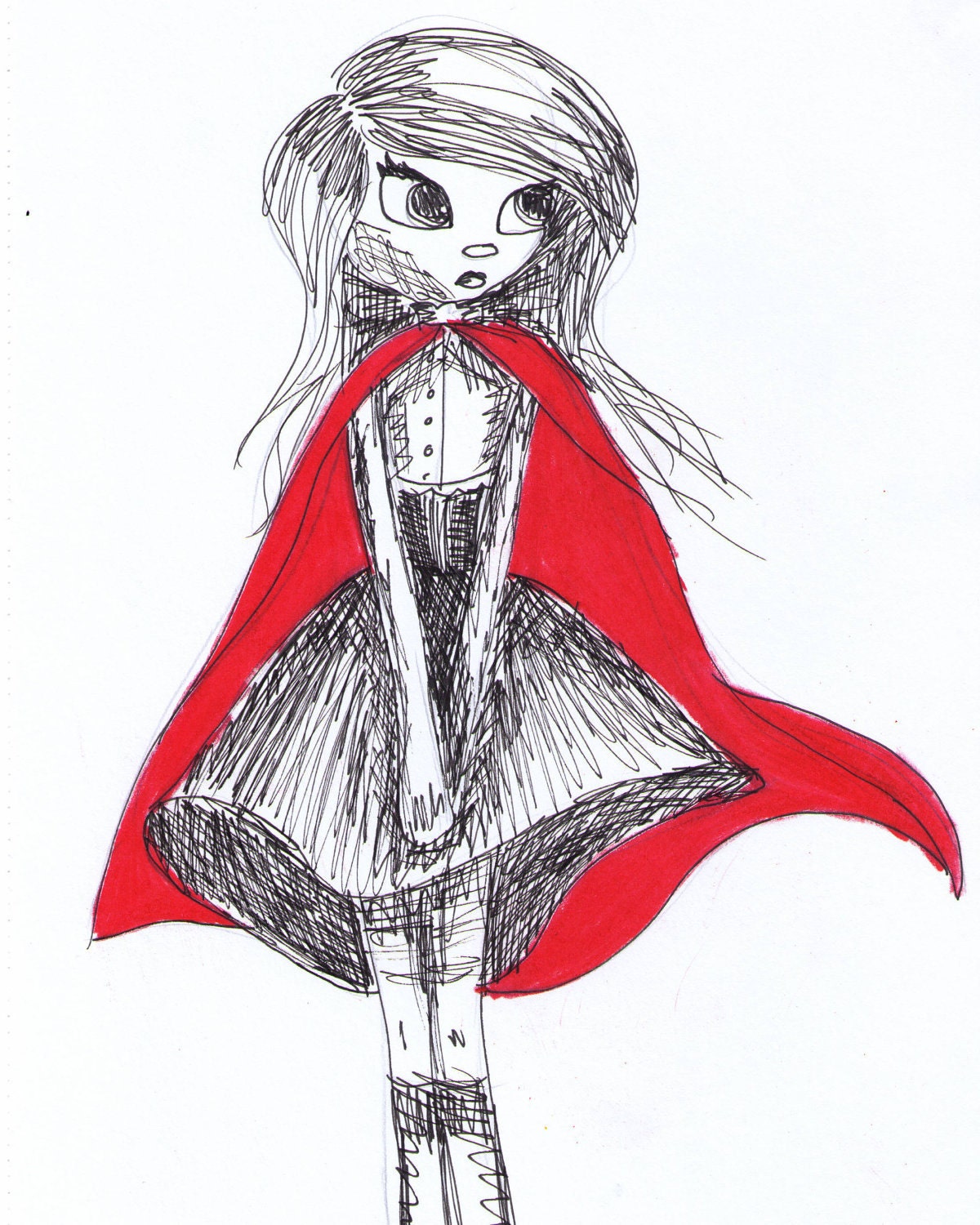 Red 4x6 sketch print