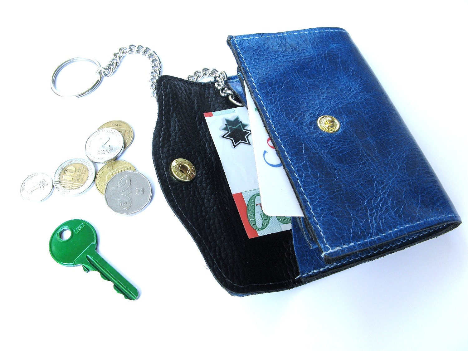 Blue Me Away - LARGE Leather COIN WALLET
