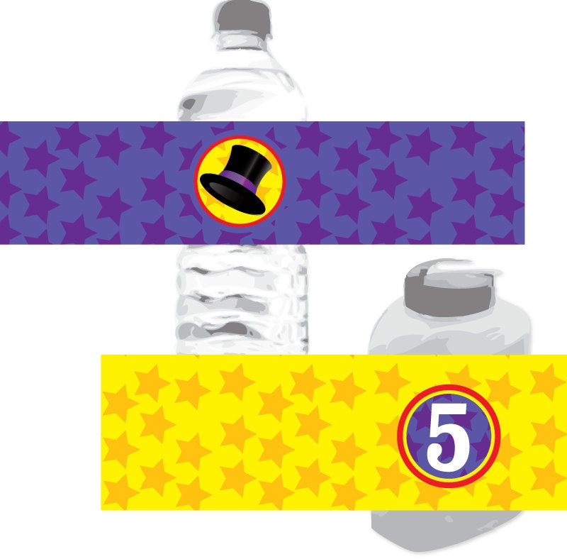 Magic Birthday Party Water Bottle and Juice Box Wrappers