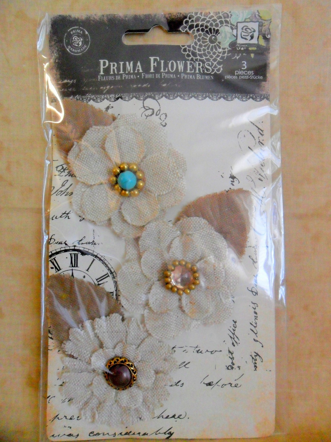 Flaxence Barley Burlap Fabric Flowers by Prima-FREE SHIPPING