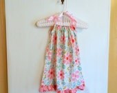 Flower Pillowcase Dress - Pink & Blue on White - made to order 3 6 9 12 months newborn