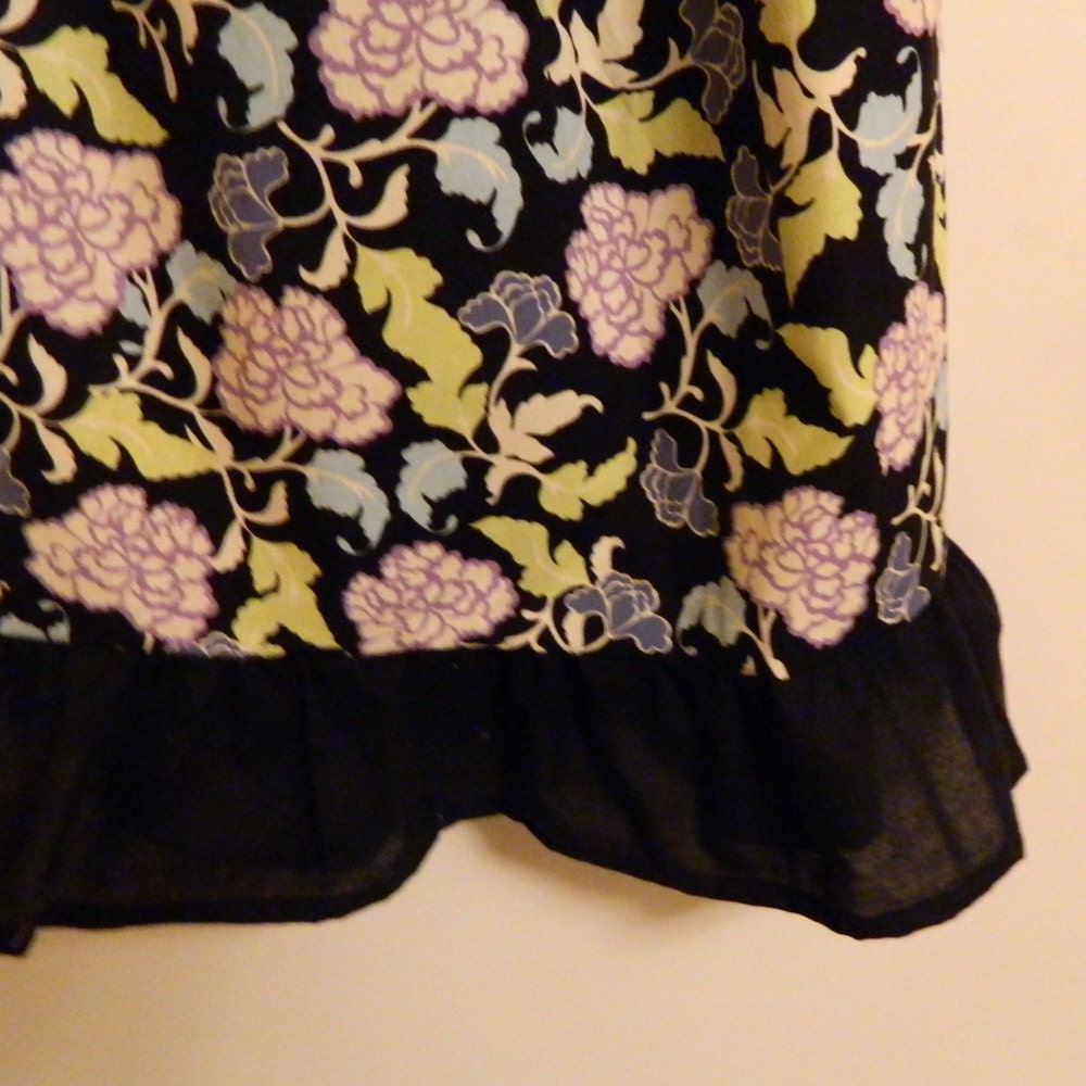 Toddler Girls Dress - Purple & Black Flowers- made to order 12 - 24 months - 2T 3T 4T 5T