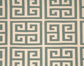 Home Dec Fabric Yardage - Towers Greek Key  - Premier Prints Designer -Soft Blue and Natural - 1 Yard