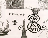 Home Dec Fabric Yardage - French Stamps - Gray and White - 1 Yard