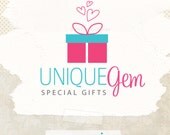 Cute gift business logo design ooak premade logo in two versions boutique logo and watermark