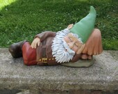 Ceramic Gnome Statue Home or Garden Sleeping Very Cute