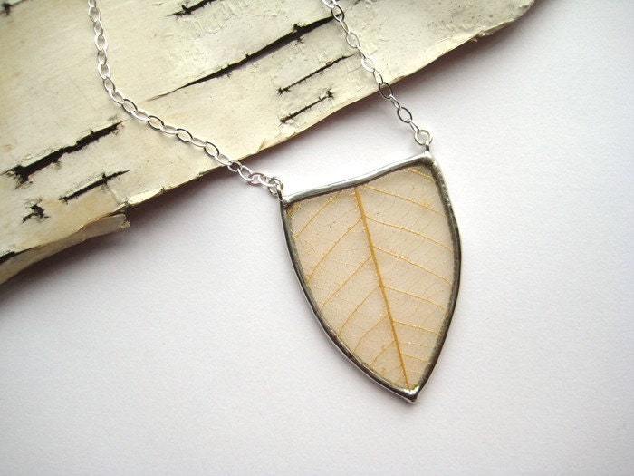 Arrowhead Skeleton Leaf Necklace- golden