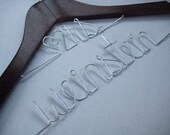 Personalized hangers Wedding hangers Custom Hanger Brides Hanger Mrs Hanger Bridal Hanger Wedding Dress Hanger Long Last Name Hanger