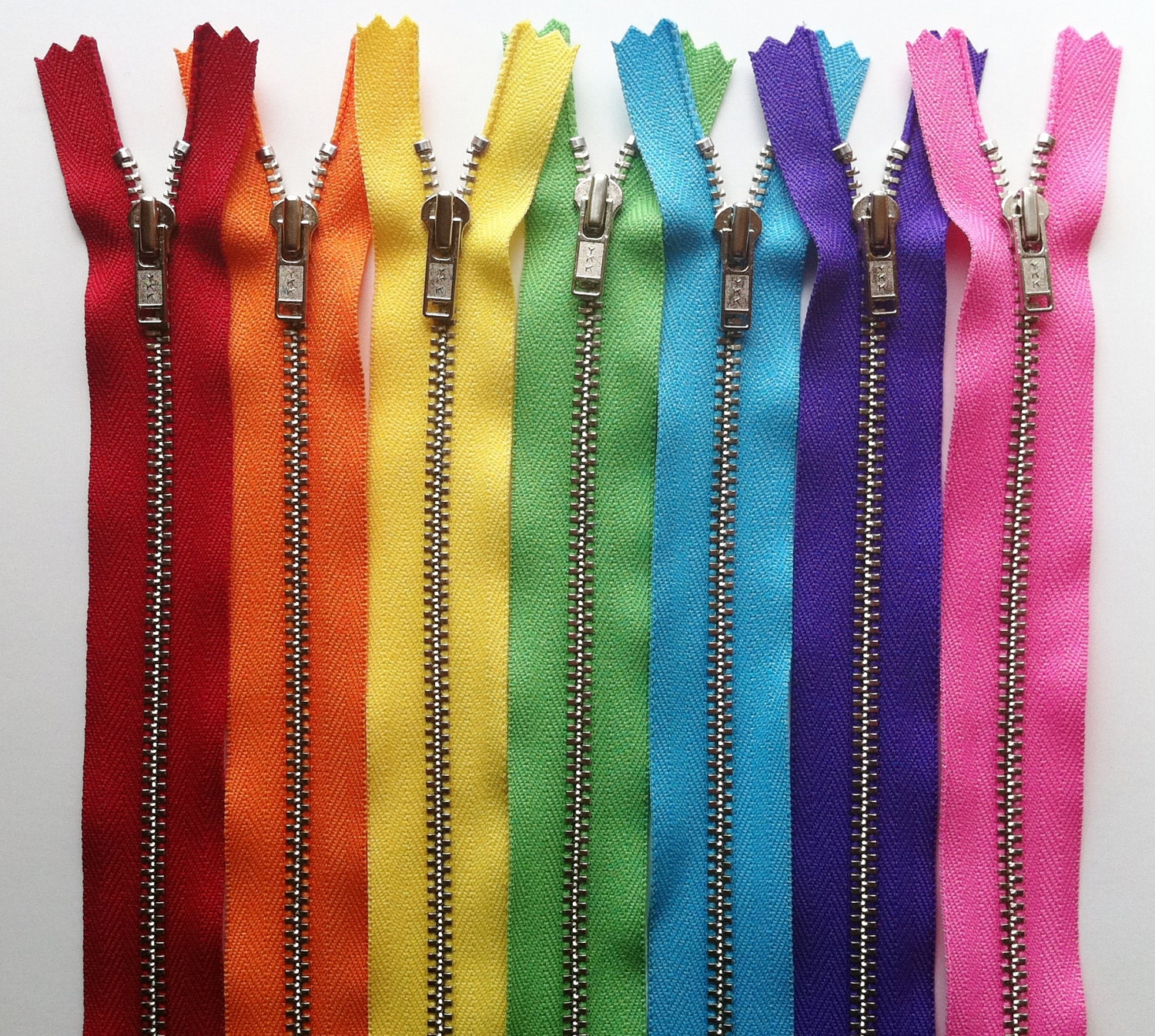 Metal Zippers- 12 inch closed bottom ykk nickel teeth zips- 25 Piece Assorment