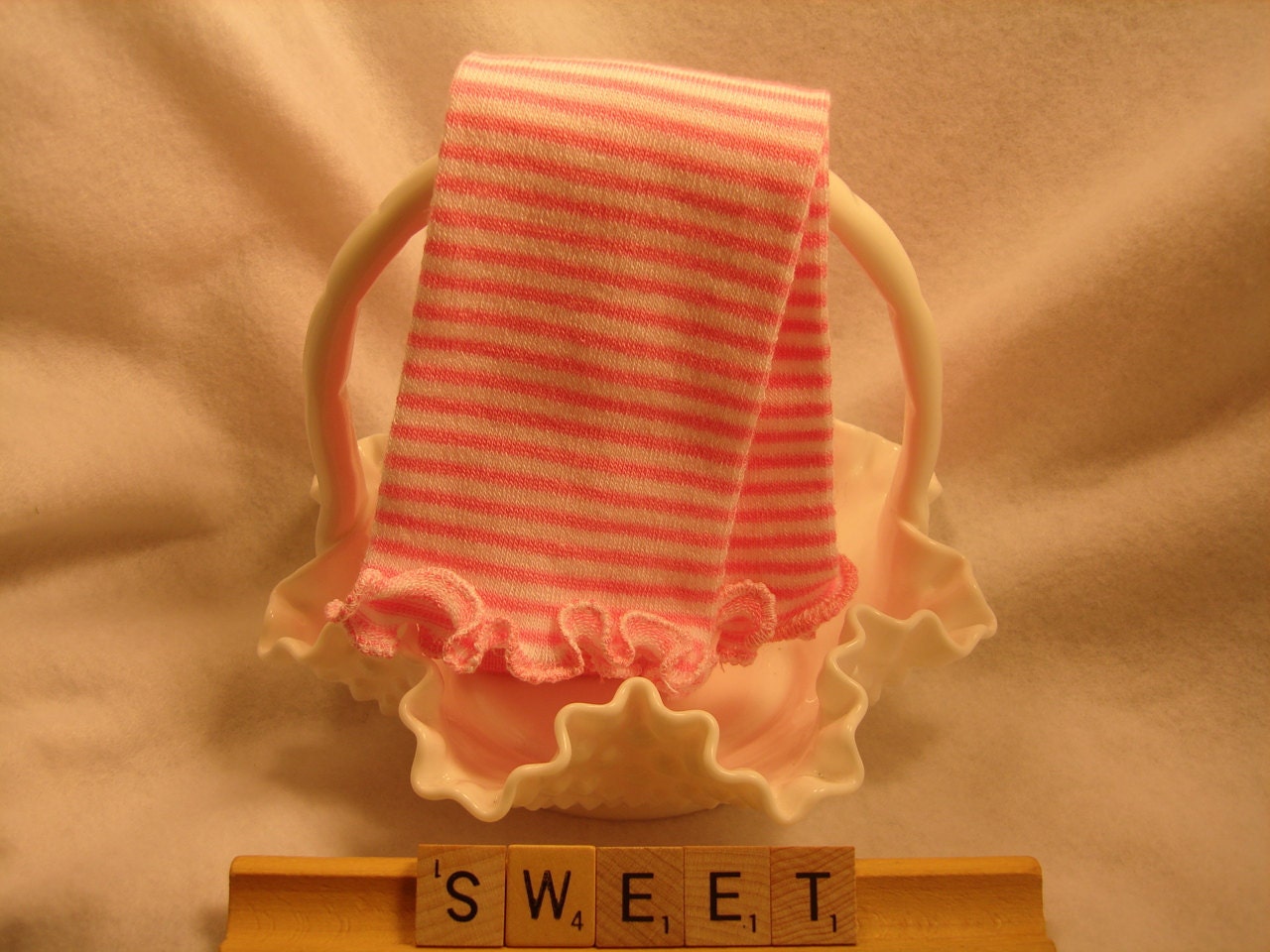 Baby GIRL RUFFLED edge Leg Warmers, Pink and White Stripe, Newborn, Baby Shower, Arm warmers, Mothers Day