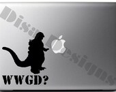 Godzilla inspired, "What Would Godzilla Do" vinyl decal for MacBook, Notebook, Laptop, Computer, Car and Windshield