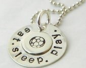 Eat. Sleep. Play. Soccer hand stamped sterling silver necklace
