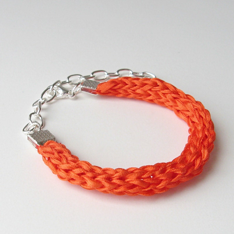 Neon Orange Silk Bracelet