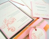 Modern fall flourish Pocket Wedding Invitation Set