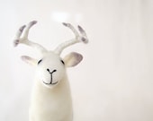 White Torsten - Felt  Deer.  Art Puppet Marionette Stuffed Animal Felted Toy. white neutral natural pastel.  MADE TO ORDER - TwoSadDonkeys