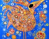 Royal Blue Bird -- Print on Paper