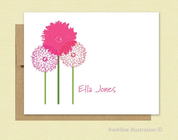 Personalized Stationery - Personalized Stationary - Flower Blooms - Set of 10 Cards