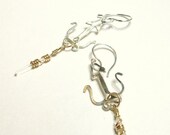 Trident Earrings Quartz Point Silver Gold