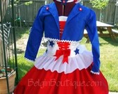 Pageant RWB America patriotic Nautical USA Flag Casual wear custom 3m up to 10 yrs