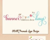 Logo Design Premade OOAK -Ladybugs and Bunting Hand Drawn Small Business Photography Photographer Logo Never Resold